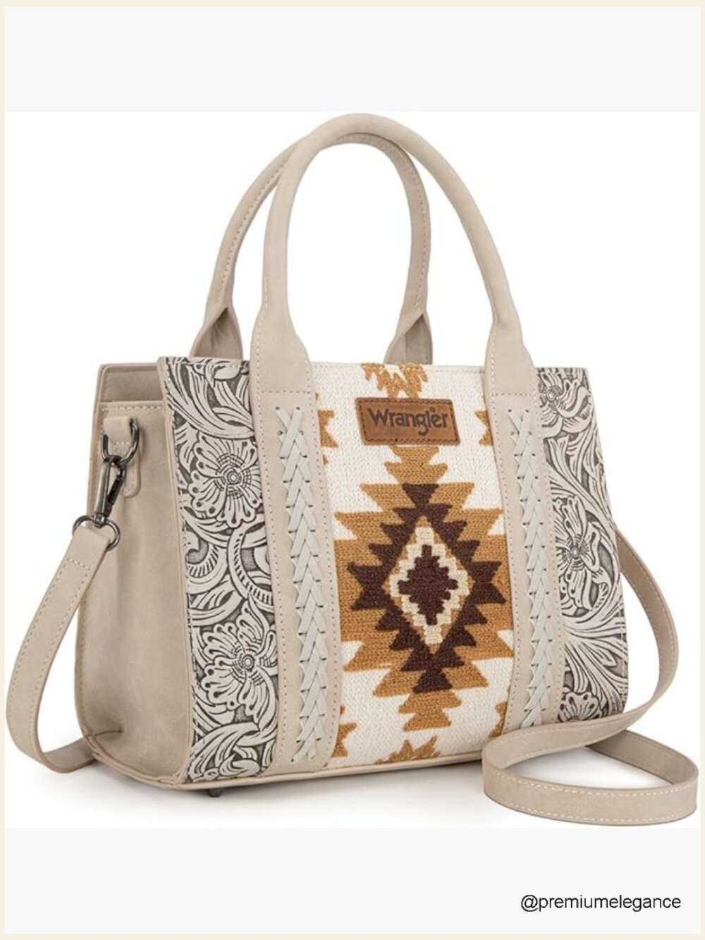 Western Floral Tapestry Tote Bag Genuine Leather